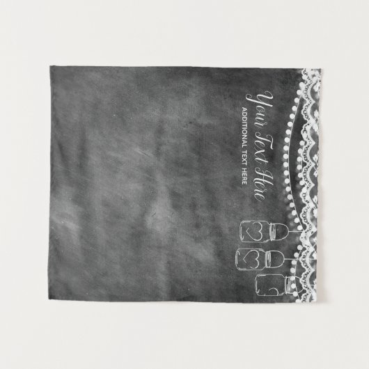 黒板のレースの結婚式の写真ブースの背景幕 タペストリー (正面(横))