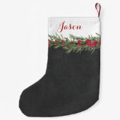 黒板のローズマリーおよび果実の素朴な水彩画 スモールクリスマスストッキング (裏面)