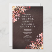 黒板のワイルドフラワー ブライダルシャワーの花 招待状 (正面)