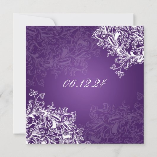 黒板のヴィンテージが卒業パーティーを渦巻く紫 招待状 (裏面)