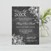 黒板のヴィンテージが卒業パーティーブラックに旋回 招待状 (スタンド正面)