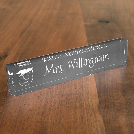黒板の一見の先生のカスタムな机用ネームプレート デスクネームプレート (側面)