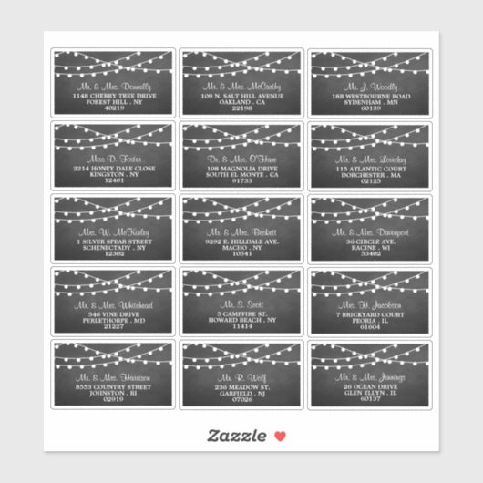 黒板の上に糸が結婚灯る シール (シート)