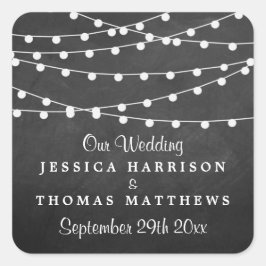 黒板の上に糸が結婚灯る スクエアシール