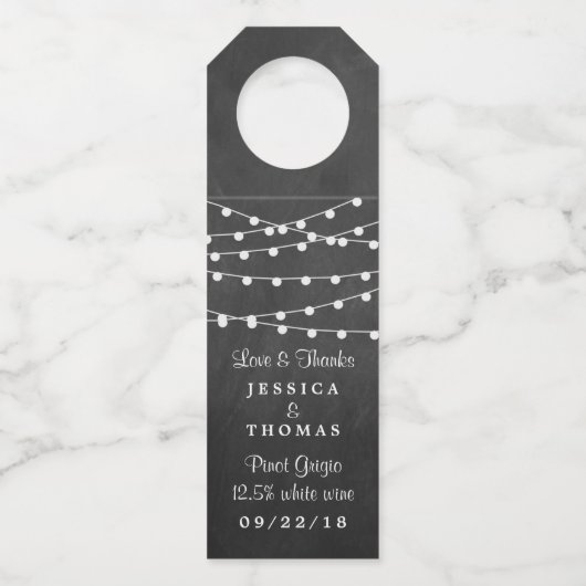 黒板の上に糸が結婚灯る ボトルネックタグ (正面)