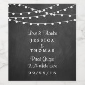 黒板の上に糸が結婚灯る ワインラベル (シングルラベル)