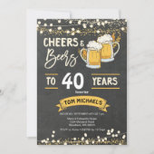 黒板の乾杯とビールの誕生日 招待状 (正面)