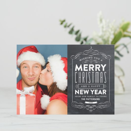 黒板の休日 |ホリデーフォトカード シーズンカード (スタンド正面)