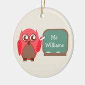 黒板の先生のオーナメントの赤いフクロウ セラミックオーナメント (左)
