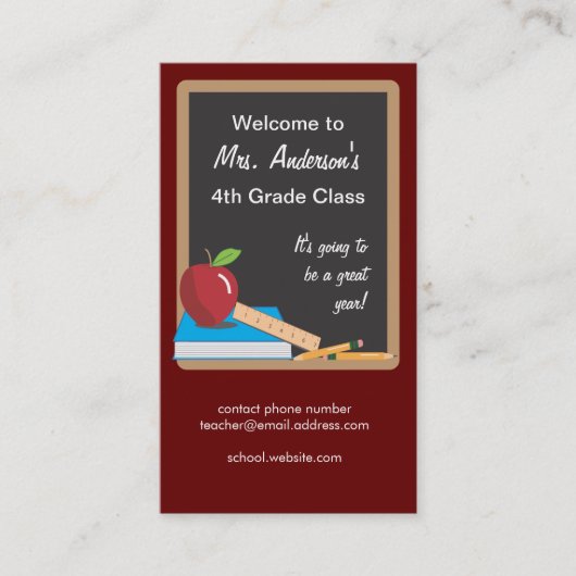 黒板の先生の接触カード コーリングカード (正面)