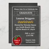 黒板の先生卒業招待状 招待状 (正面/裏面)