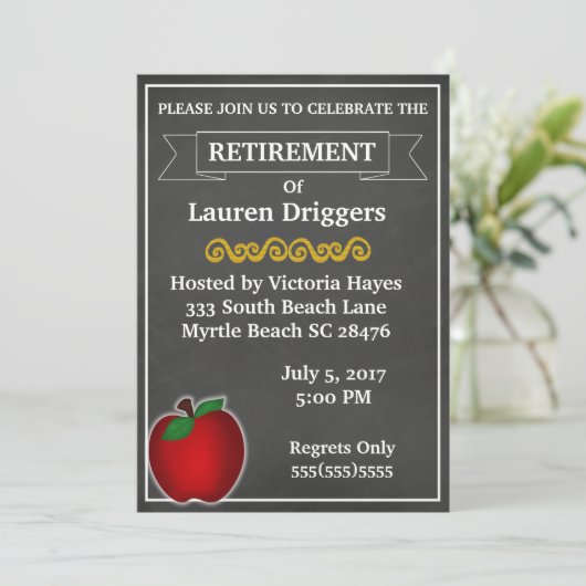 黒板の先生退職招待 招待状 (スタンド正面)