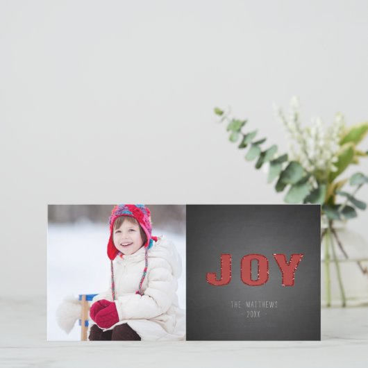 黒板の写真の休日挨拶の|の赤い喜び シーズンカード (スタンド正面)