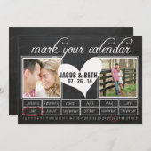 黒板の写真の保存日付のカレンダー セーブザデート (正面/裏面)