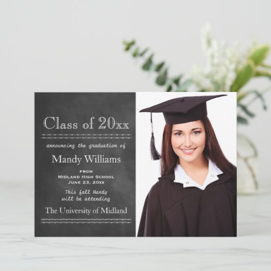 黒板の写真の卒業の発表 案内状 (スタンド正面)