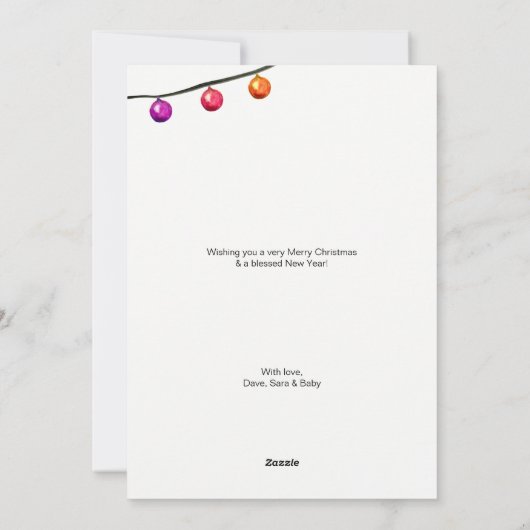 黒板の写真を使ったクリスマスプレゼント妊娠発表 シーズンカード (裏面)