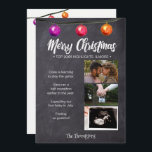 黒板の写真を使ったクリスマスプレゼント妊娠発表 シーズンカード<br><div class="desc">このクリスマスシーズンに、チョークボードフォトクリスマスプレグナンシーアナウンスメントであなたの妊娠の喜びを広げましょう。このチャーミングで心温まるフラットカードは、あなたの旅の興奮を、親しい家族や友人と、楽しくフェスティブな方法で共有することを可能にします。</div>