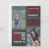 黒板の写真を使った卒業お知らせカード 案内状 (正面)