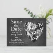 黒板の写真を使った結婚式のSave the Date招待状 セーブザデート (スタンド正面)