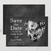 黒板の写真を使った結婚式のSave the Date招待状 セーブザデート (正面/裏面)
