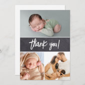 黒板の写真ハンドレタリング赤ちゃんシャワー サンキューカード (正面/裏面)