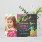 黒板の写真 ハワイアン ルアウ 誕生日 招待状 (スタンド正面)