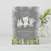 黒板の冬のアークティックスオンダーランドスノーフレーク 招待状 (スタンド正面)