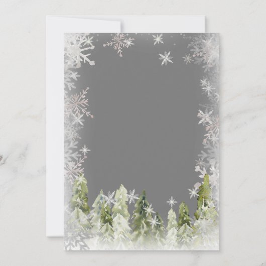 黒板の冬のアークティックスオンダーランドスノーフレーク 招待状 (裏面)