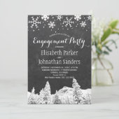 黒板の冬のワンダーランド婚約パーティ 招待状 (スタンド正面)