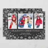 黒板の冬の雪片3の写真の挨拶状 招待状 (正面/裏面)