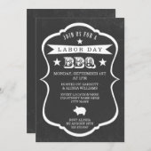 黒板の労働者の日のバーベキューの招待状 招待状 (正面/裏面)