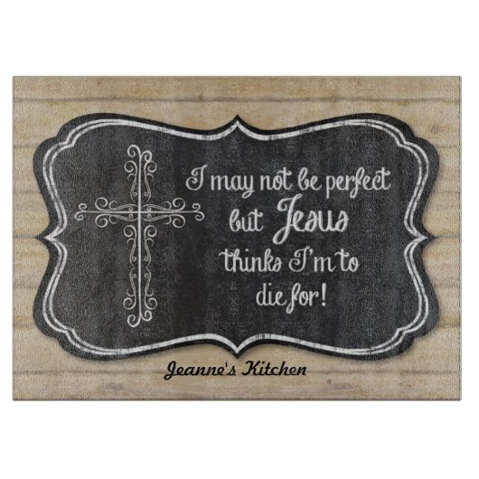 黒板の十字のキリスト教の木の塀板 カッティングボード (正面)