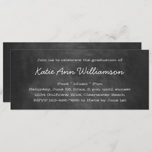 黒板の卒業のパーティの招待状 招待状 (正面/裏面)