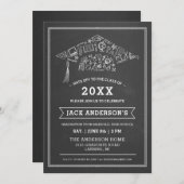 黒板の卒業の帽子のパーティの招待状の写真 招待状 (正面/裏面)