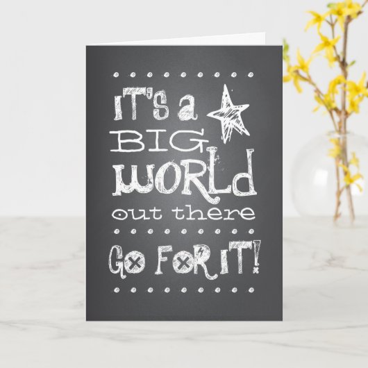 黒板の卒業生はそれのためにお祝いカード行きます カード (黄色い花)