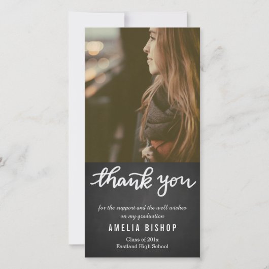 黒板の卒業生はタイポグラフィ感謝していしています サンキューカード (正面)