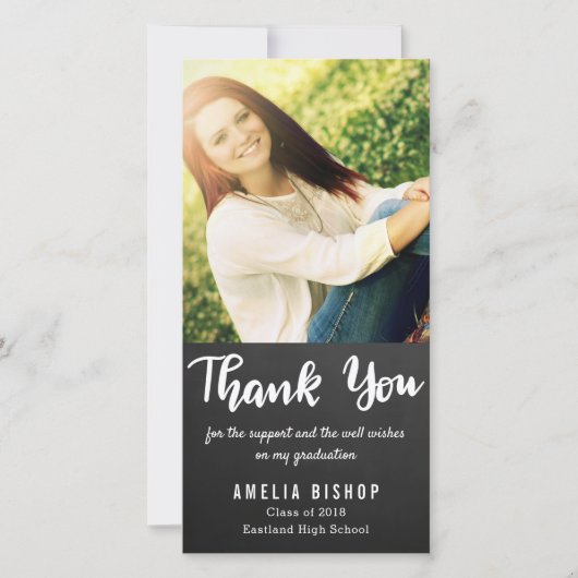 黒板の卒業生はタイポグラフィ感謝していしています サンキューカード (正面)