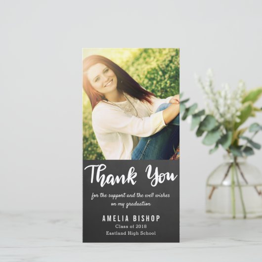 黒板の卒業生はタイポグラフィ感謝していしています サンキューカード (スタンド正面)