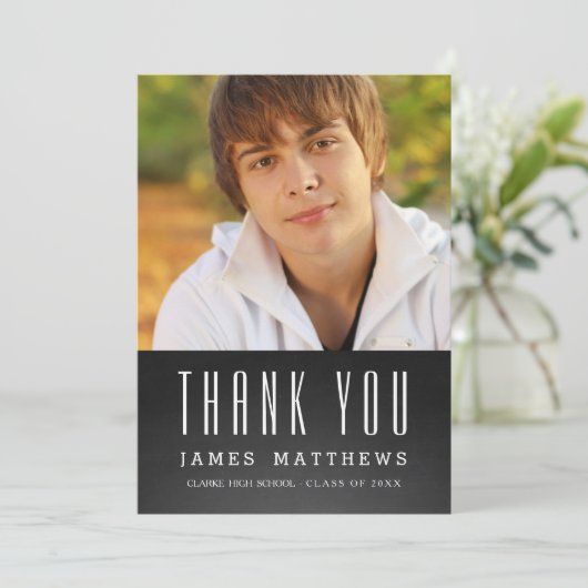 黒板の卒業生%PIPE%の写真の卒業のサンキューカード サンキューカード (スタンド正面)
