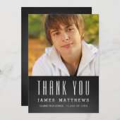 黒板の卒業生%PIPE%の写真の卒業のサンキューカード サンキューカード (正面/裏面)