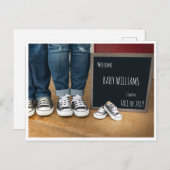 黒板の印との写真の妊娠の発表 案内ポストカード (正面/裏面)