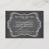 黒板の印刷の葉の渦巻のモダンビジネス 名刺 (裏面)