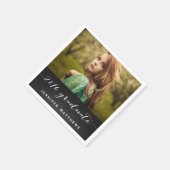 黒板の原稿の2016年の写真の卒業パーティー スタンダードカクテルナプキン (角)