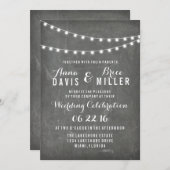 黒板の夏のストリング軽い結婚式 招待状 (正面/裏面)