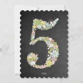 黒板の女の子の花柄の第5誕生会の招待 招待状 (裏面)