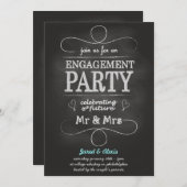 黒板の婚約パーティの招待状 招待状 (正面/裏面)