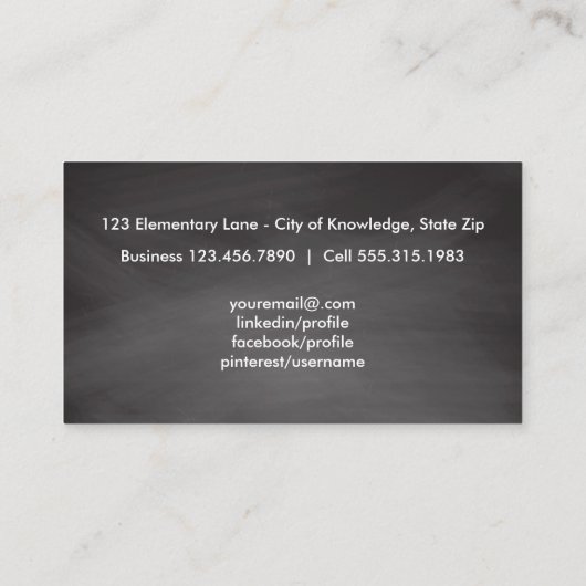 黒板の学校教師|の個人教師の教育の花柄 名刺 (裏面)