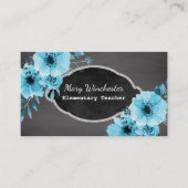 黒板の学校教師|の個人教師の教育の花柄 名刺 (正面)