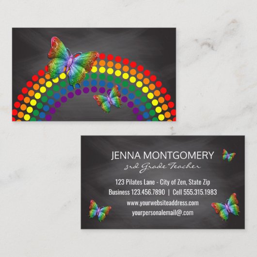 黒板の学校教師|の虹の蝶 名刺 (正面/裏面)