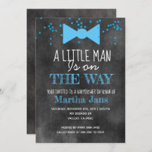 黒板の小さな男の子のベビーシャワー招待状